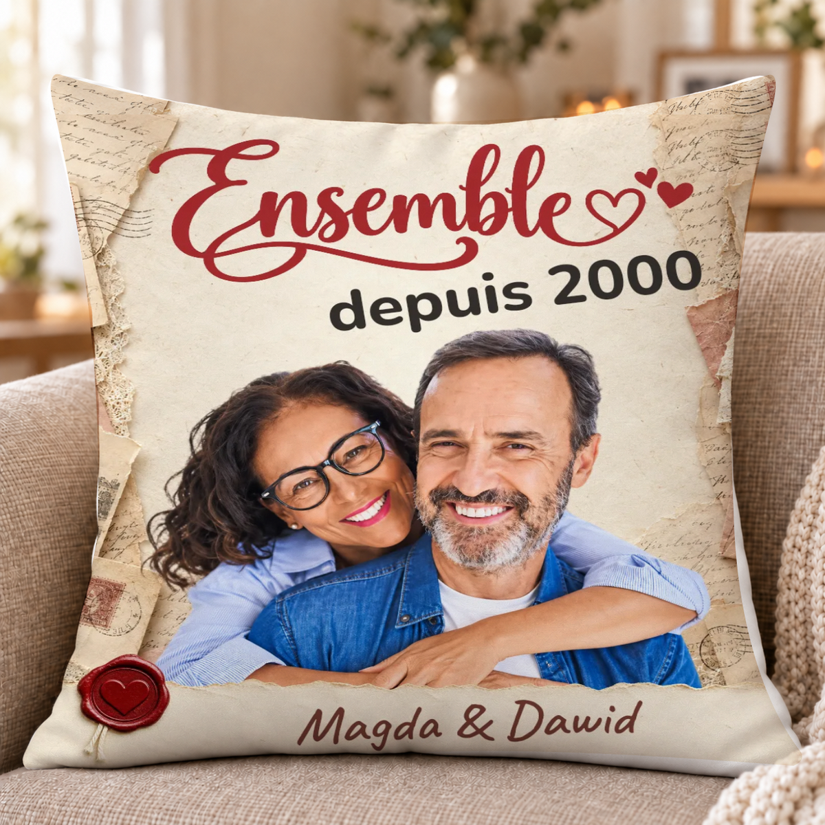 Poduszka dla par ze zdjęciem - Razem od - Personalizowana #62841 — mockup cmub8m1x10heung1w3twu47yx