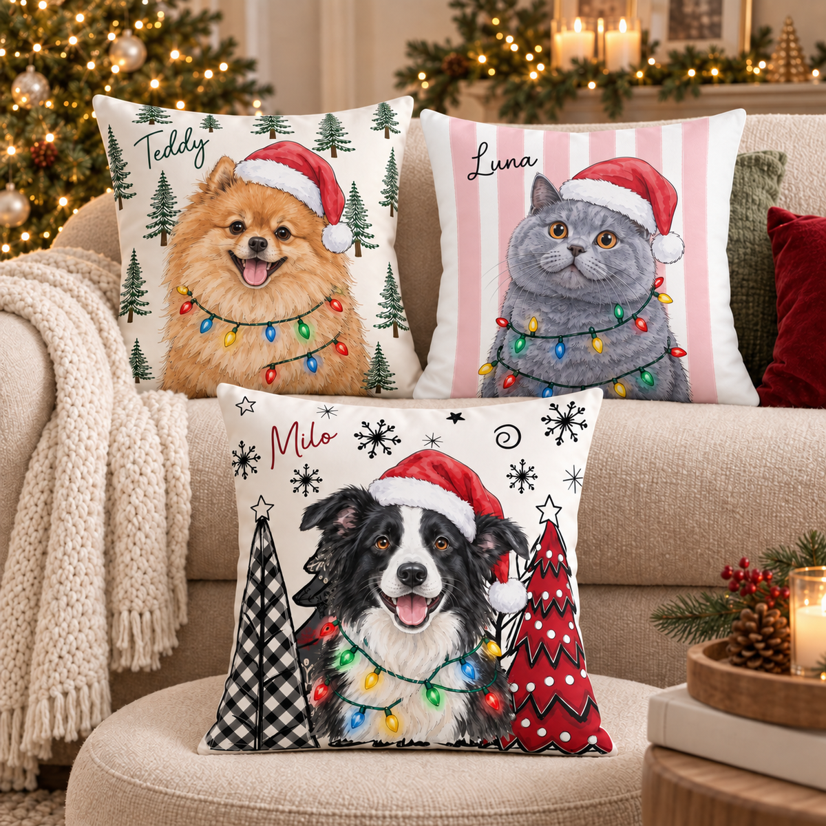 90022 Christmas pet pillow collection