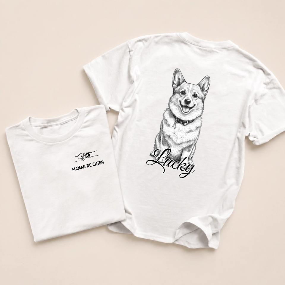 T-shirt avec chien - maman de chien/papa de chien - Personnalisé #812 — mockup cmuelm1s9001as7b09fzgyzfl