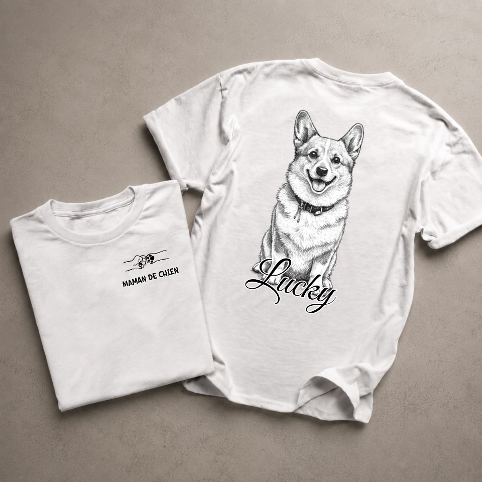 T-shirt avec chien - maman de chien/papa de chien - Personnalisé #812 — mockup cmuemic9f00srs7zwa3qo2dzl