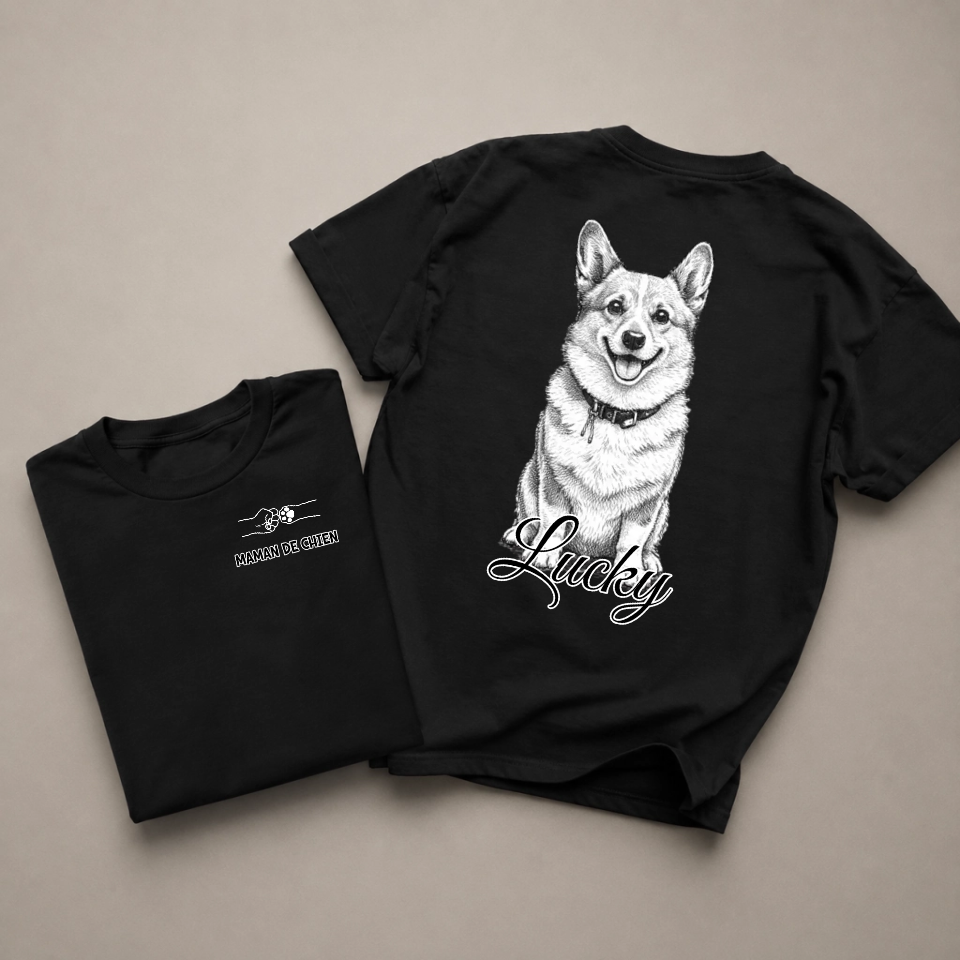 T-shirt avec chien - maman de chien/papa de chien - Personnalisé #812 — mockup cmuemic9q00tds7zw6jqw5ply