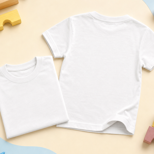 T-shirt enfant blanc personnalisable – vue avant et arrière